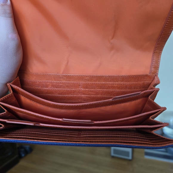 Tory Burch Robinson Blue Leather Envelope Wallet - Picture 4 of 7